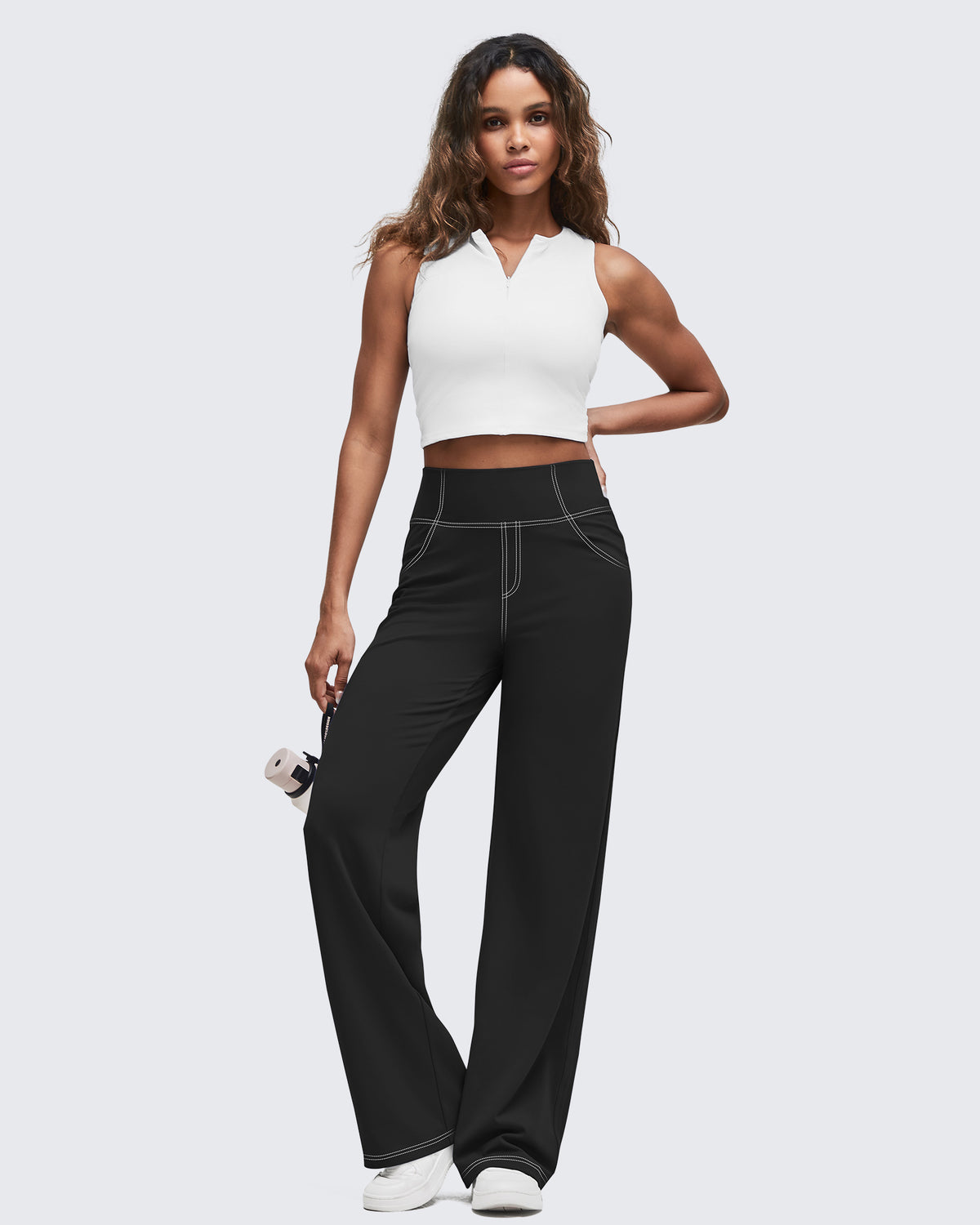 G4Free Activewear - Contrast Stitch High-Waist Wide Leg Pants -GF25J581AA-S-GF25J582AA-S-GF25J583AA-S-GF25J581AB-M-GF25J582AB-M