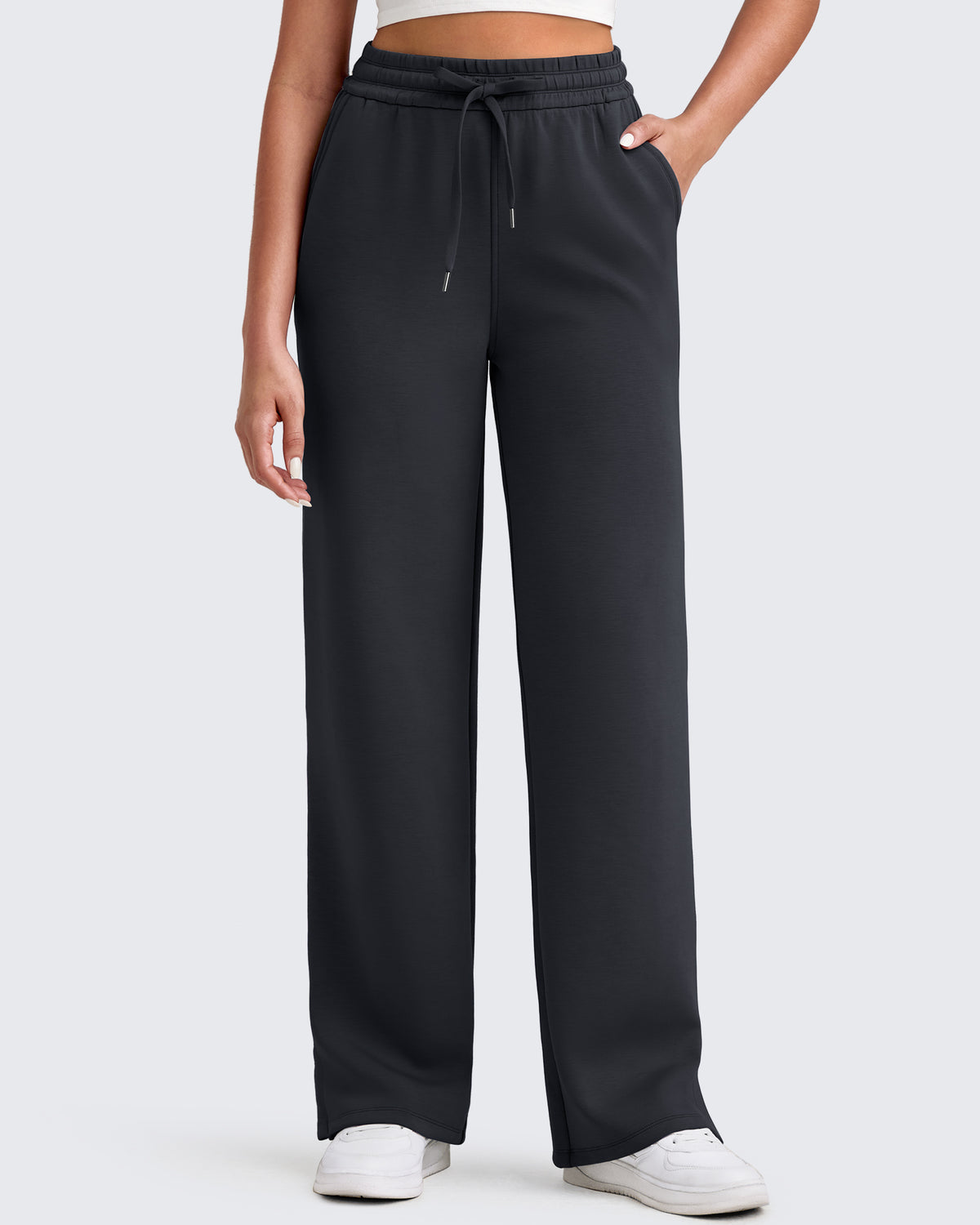 G4Free Activewear - Smoofit Side Slit Drawstring Loose Sweatpants -GF25J491AA-S-GF25J492AA-S-GF25J493AA-S-GF25J491AB-M-GF25J492AB-M