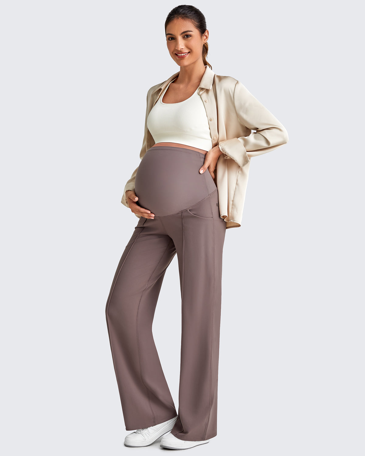 G4Free Activewear - Wide Leg Pockets Front Pleats Maternity -GF25JY414AA-S-GF25JY449AA-S-GF25JY450AA-S-GF25JY414AB-M-GF25JY449AB-M