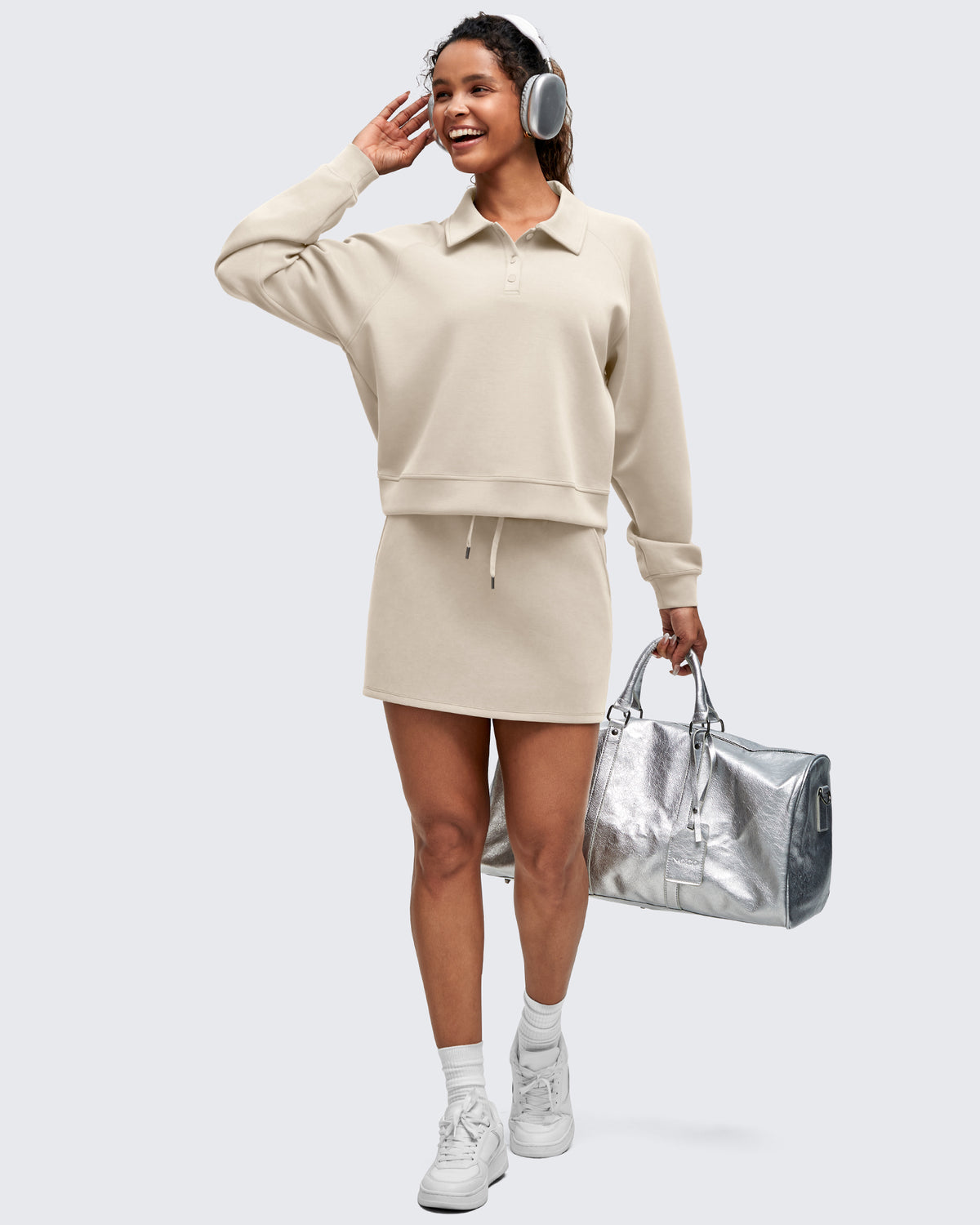 G4Free Activewear - Smoofit Polo Pullover Button Up Sweatshirts -GF25F540AF-XS-GF25F540AA-S-GF25F540AB-M-GF25F540AC-L-GF25F540AD-XL