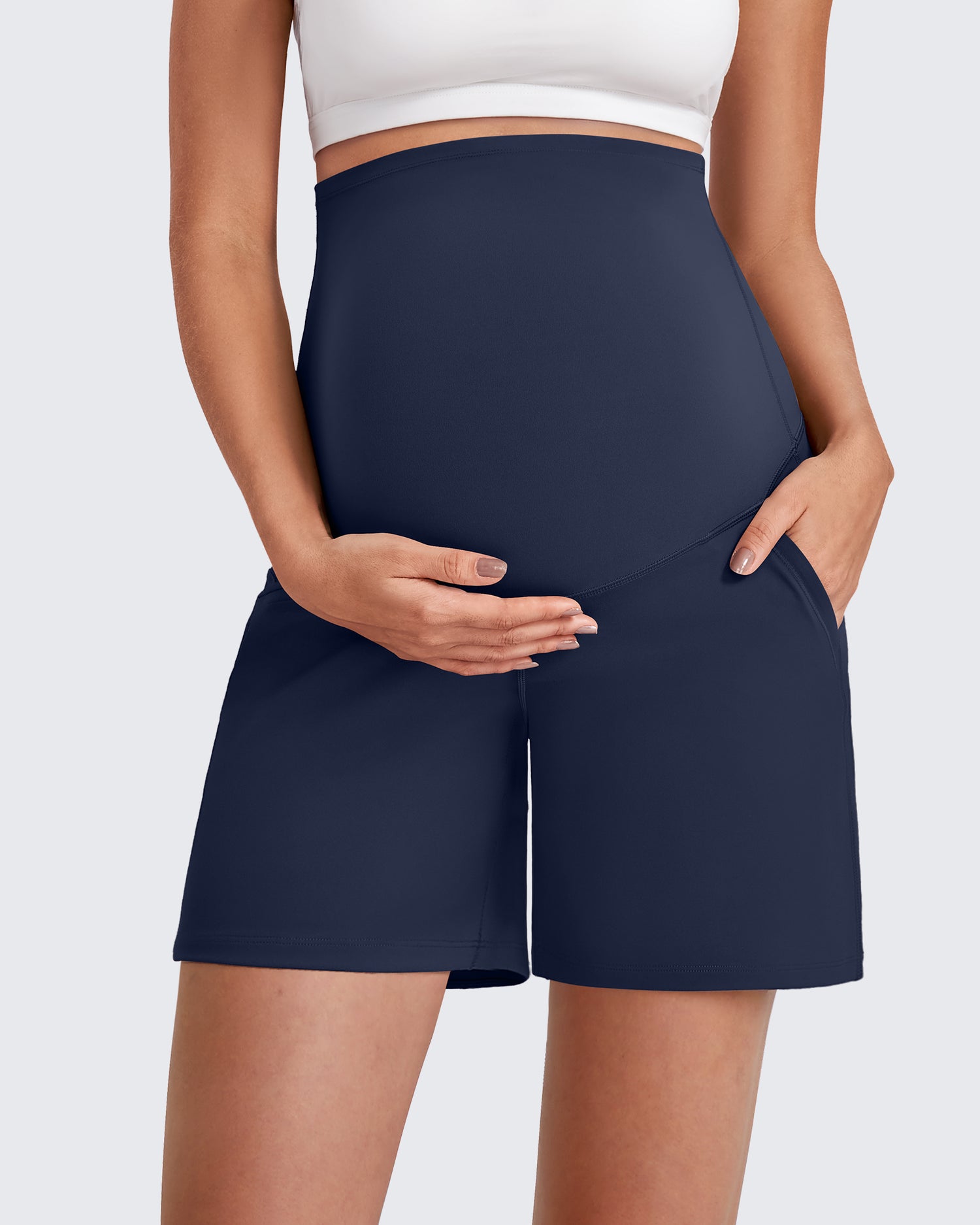 G4Free Activewear - Over The Belly Pregnancy Athletic Shorts 6'' -GF25EY556AF-XS-GF25EY556AA-S-GF25EY556AB-M-GF25EY556AC-L-GF25EY556AD-XL