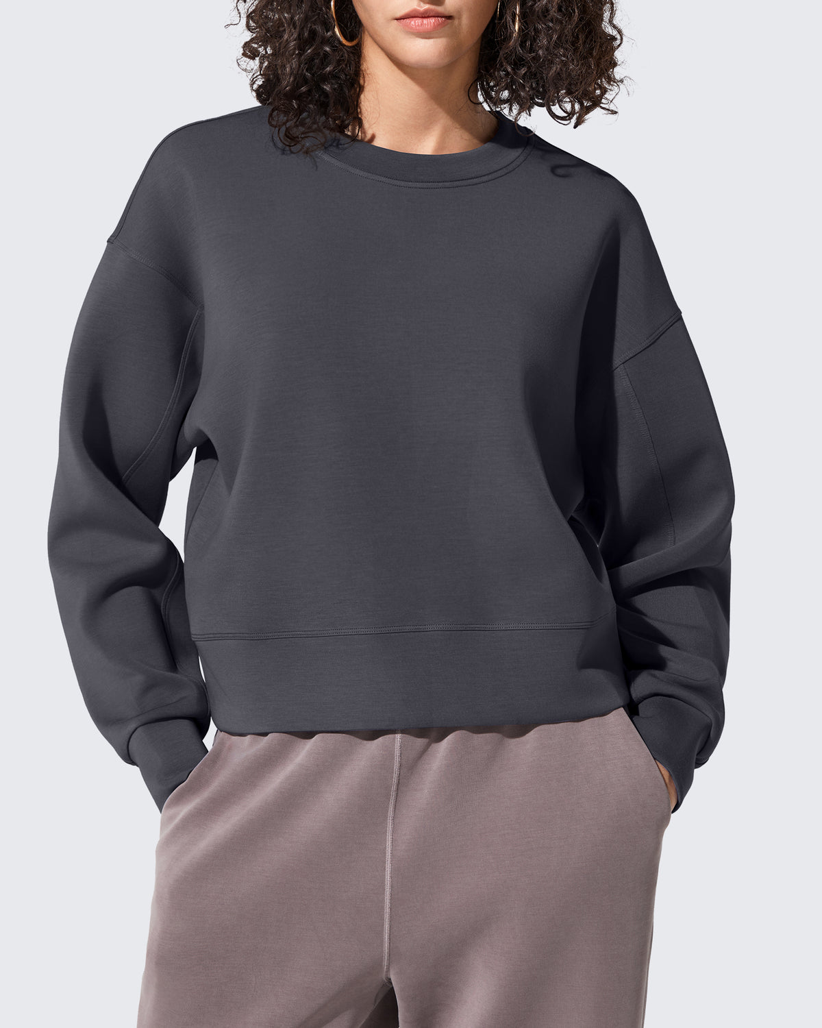 G4Free Activewear - Smoofit Crewneck Pullover Loose Sweatshirts -GF25F431AF-XS-GF25F431AA-S-GF25F431AB-M-GF25F431AC-L-GF25F431AD-XL