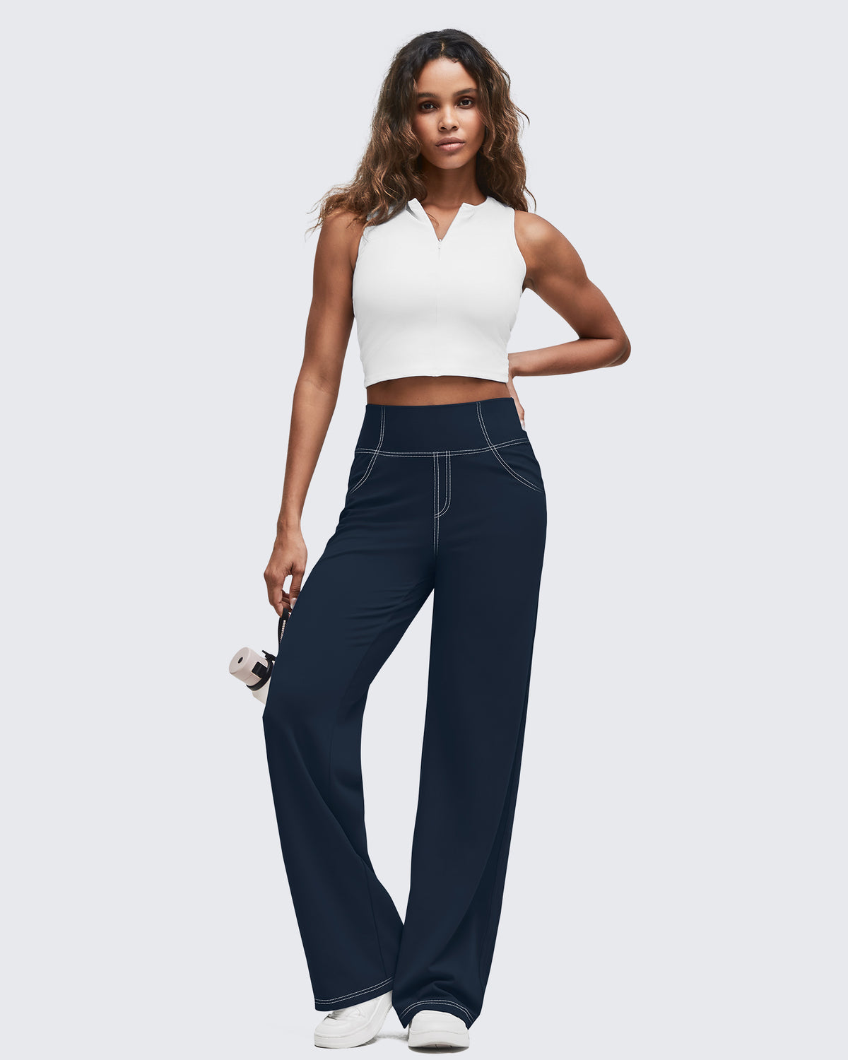 G4Free Activewear - Contrast Stitch High-Waist Wide Leg Pants -GF25J581AA-S-GF25J582AA-S-GF25J583AA-S-GF25J581AB-M-GF25J582AB-M