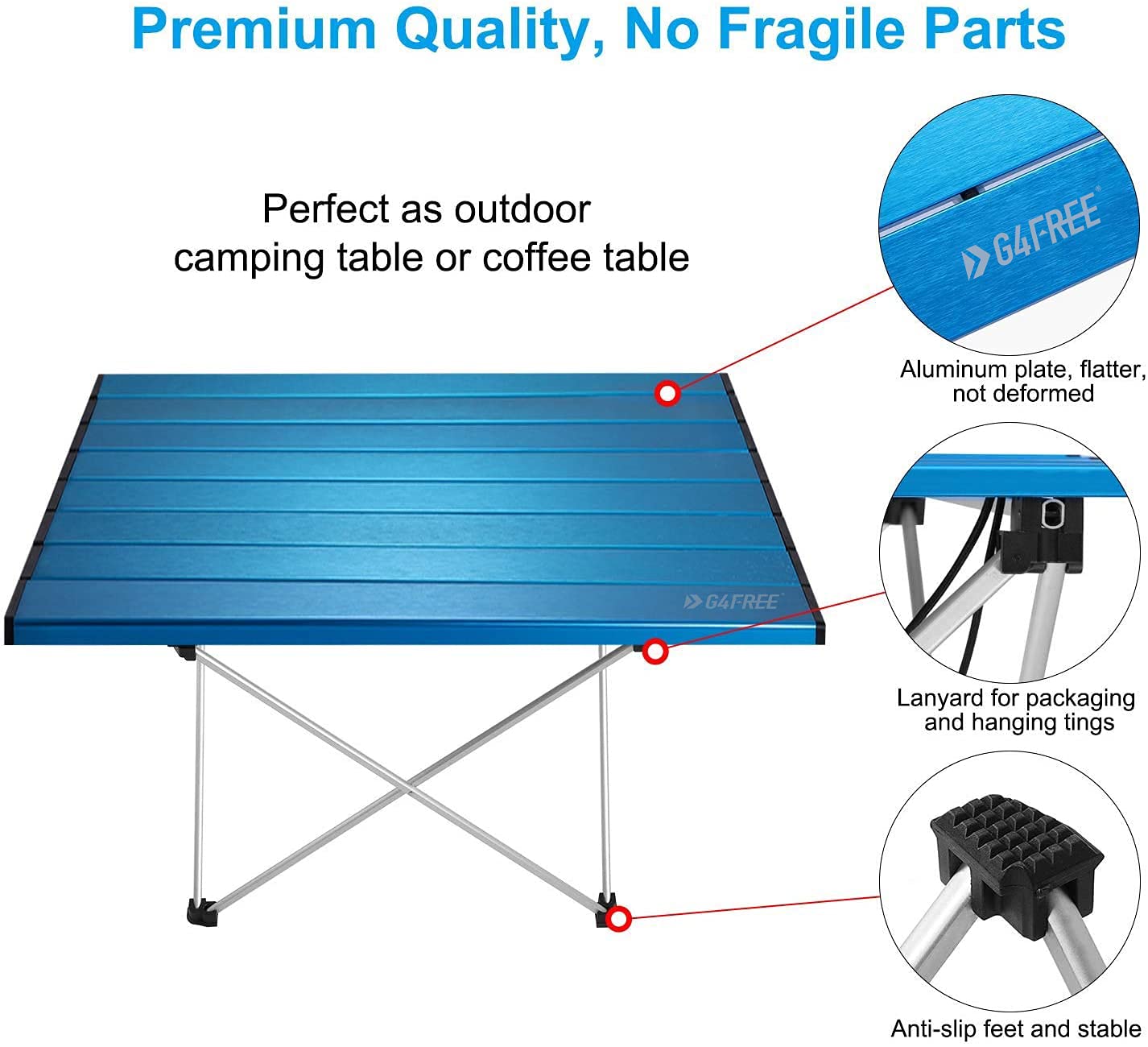 G4Free Aluminum Top Camping Table