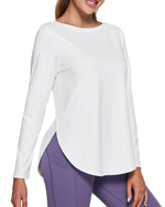 G4Free Activewear - Loose Scoop Neck Long Sleeve Daily Casual Shirts Tops -GF23B160BA-S-GF23B160BB-M-GF23B160BC-L-GF23B160BD-XL-GF23B160BE-XXL