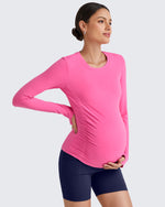 G4Free - BareFeel Crew Neck Ruches Maternity Long Sleeve -GF25BY380CA-S-GF25BY380CB-M-GF25BY380CC-L-GF25BY380CD-XL-GF25BY380CE-XXL
