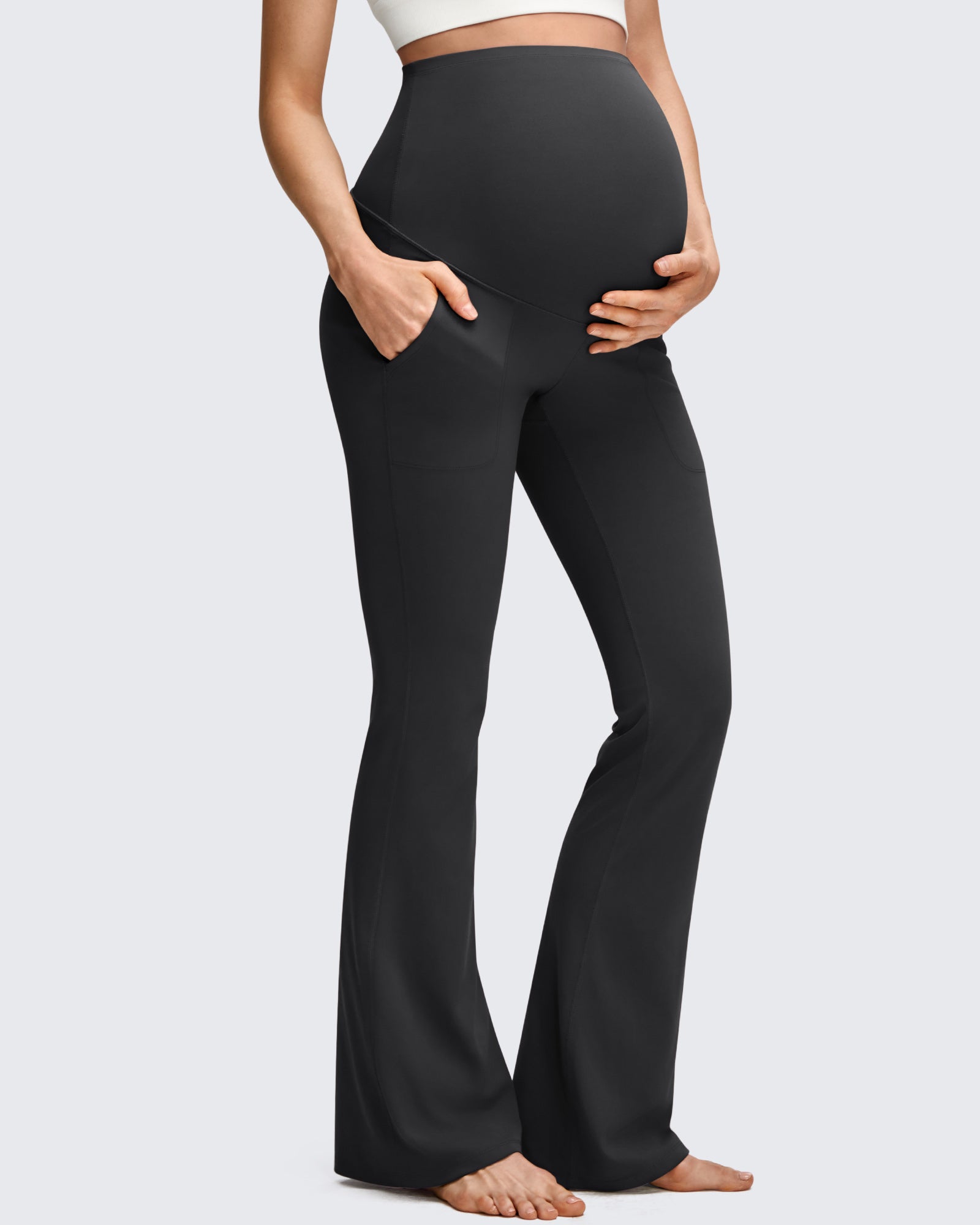 Maternity Flare Leggings with Pockets Best Maternity Wear for Comfort — free download