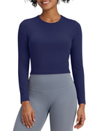 G4Free - BareFeel Slim High Crew Neck Cropped Long Sleeve -GF24B234EA-S-GF24B234EB-M-GF24B234EC-L-GF24B234ED-XL-GF24B234AA-S