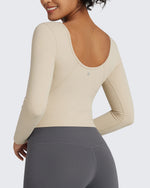 G4Free - BareFeel Slim Scoop Neck Open Back Long Sleeve -GF24B233AA-S-GF24B233AB-M-GF24B233AC-L-GF24B233AD-XL-GF24B233AF-XS