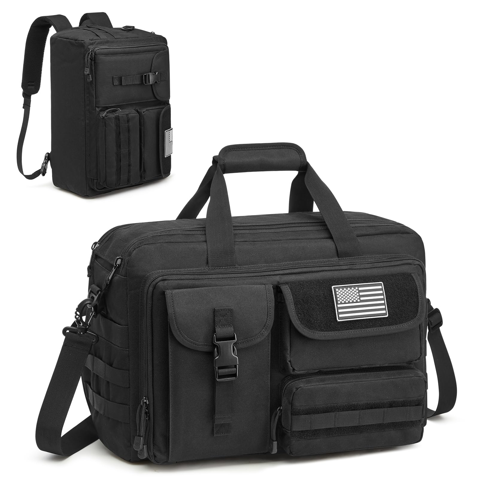 3-in-1 Laptop Messenger Bag - 17.3” Tactical Shoulder Backpack for Men