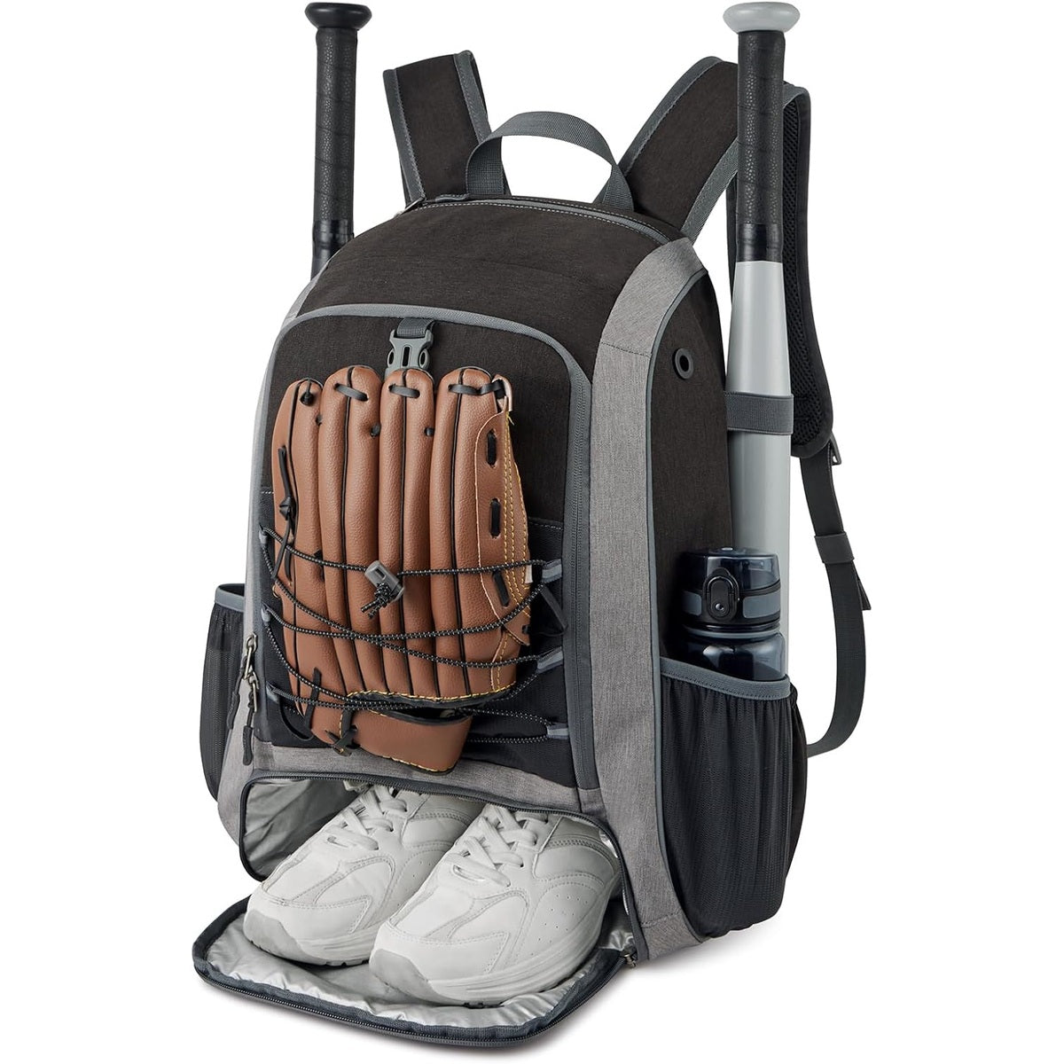 baseball leather backpack Youth & Adult Baseball Softball Backpack - Large Bat Bag with Shoe Compartment & Fence Hook