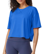 G4Free - Scoop Neck Short Sleeve Workout Crop Tops -GF24B199BA-S-GF24B199BB-M-GF24B199BC-L-GF24B199BD-XL-GF24B199BE-XXL