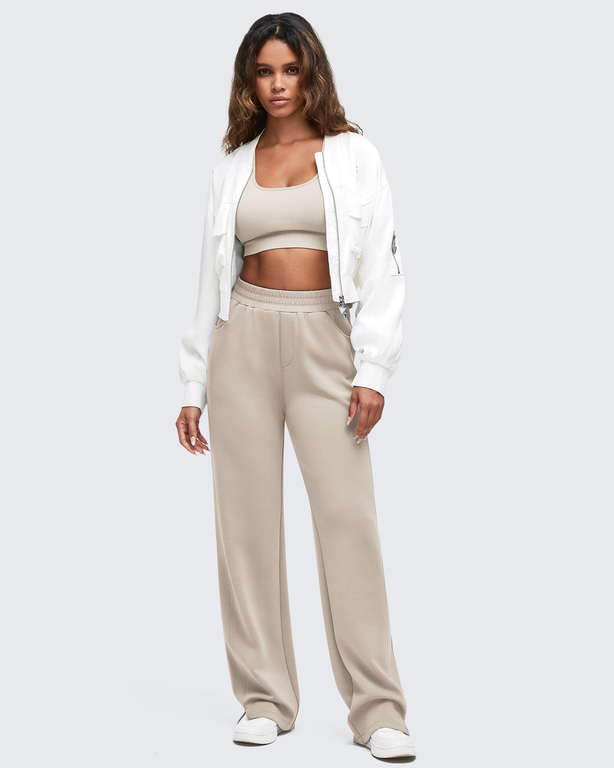 G4Free Activewear - Smoofit High-Waist Side Slit Wide Leg Sweatpants -GF25J544AF-XS-GF25J545AF-XS-GF25J546AF-XS-GF25J544AA-S-GF25J545AA-S