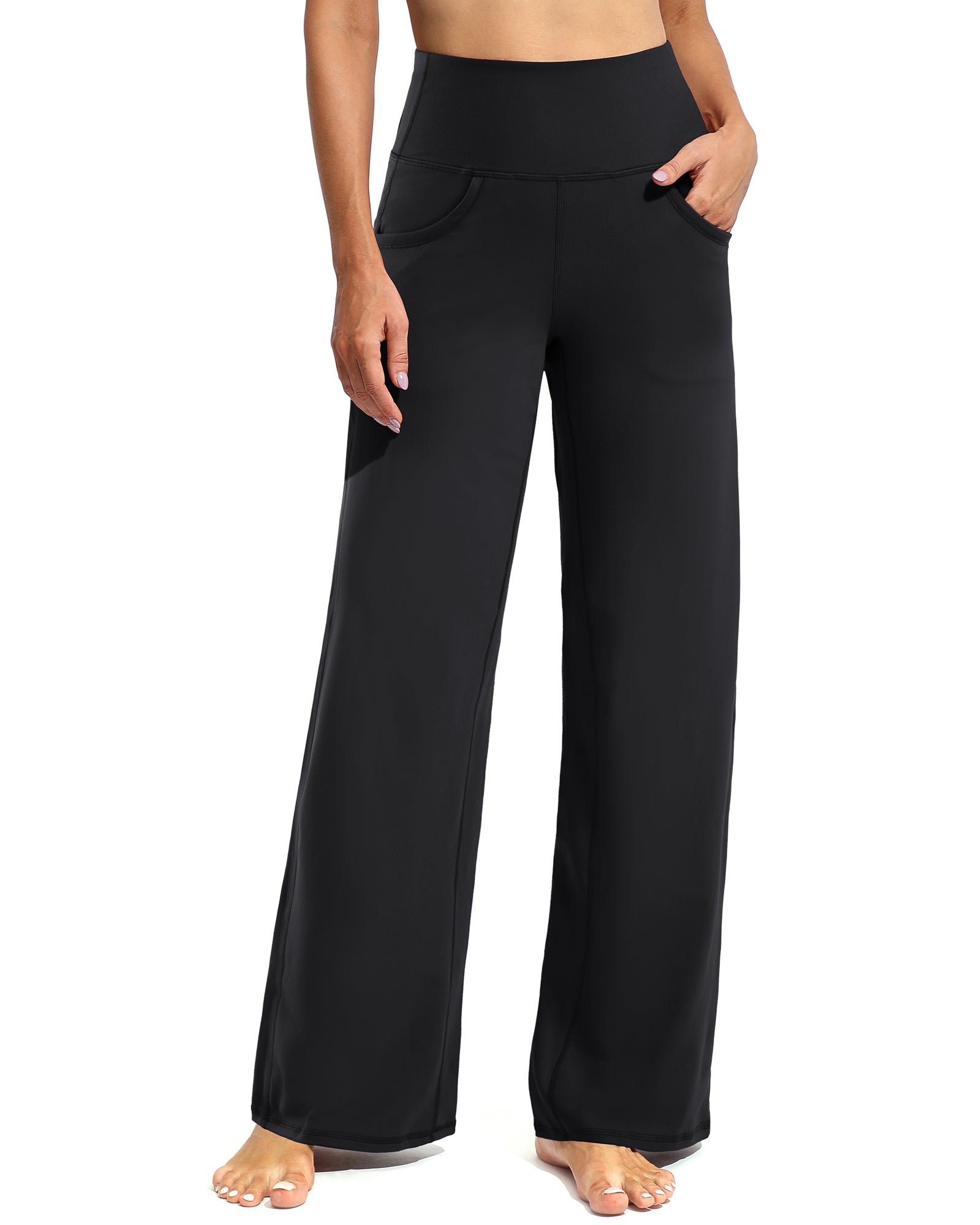 G4Free Activewear Wide Leg Lounge Yoga Sweatpants 31 # Black