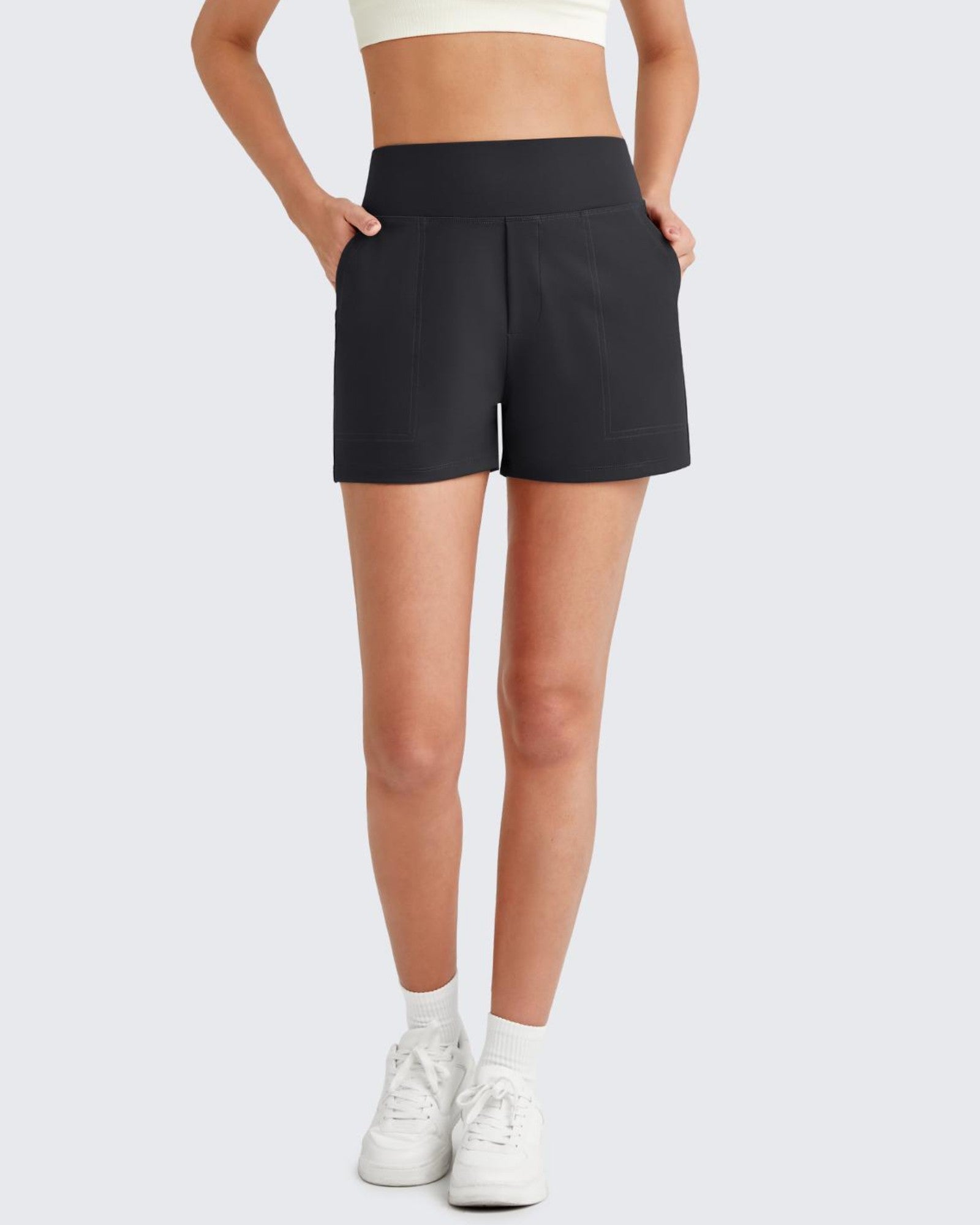 G4Free Activewear Bizcasual High-Rise Business Shorts 5'' #Black / S-Black / M-Black / L-Black / XL-Black / XXL-Black / XS-Navy / S-Navy / M-Navy / L-Navy / XL