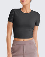 G4Free Activewear - Ribbed Slim Workout Crop Short Sleeve -GF25K320CA-S-GF25K320CB-M-GF25K320CC-L-GF25K320CD-XL-GF25K320CF-XS