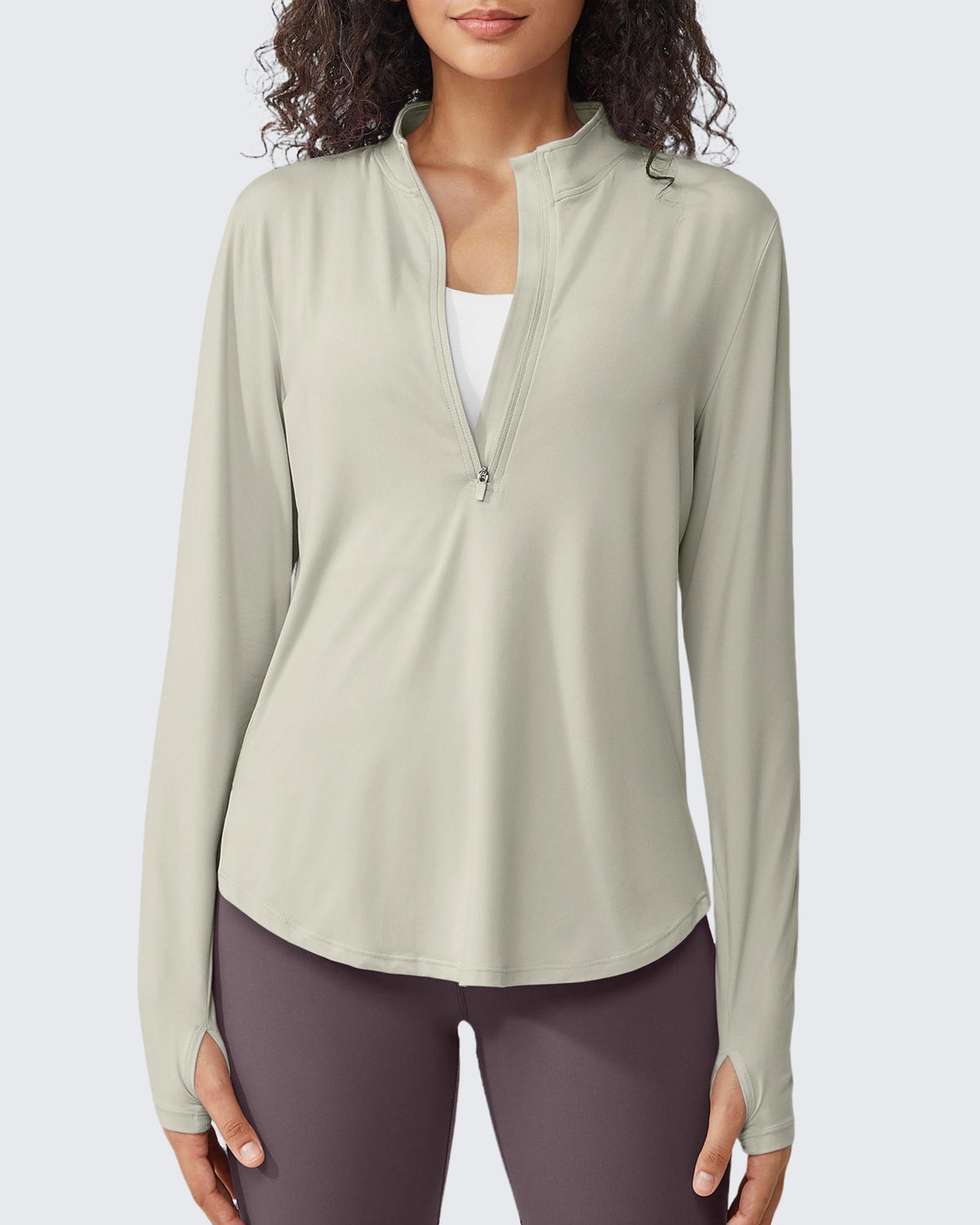 G4Free Activewear Quick Dry High Neck Sun Half Zip Tops