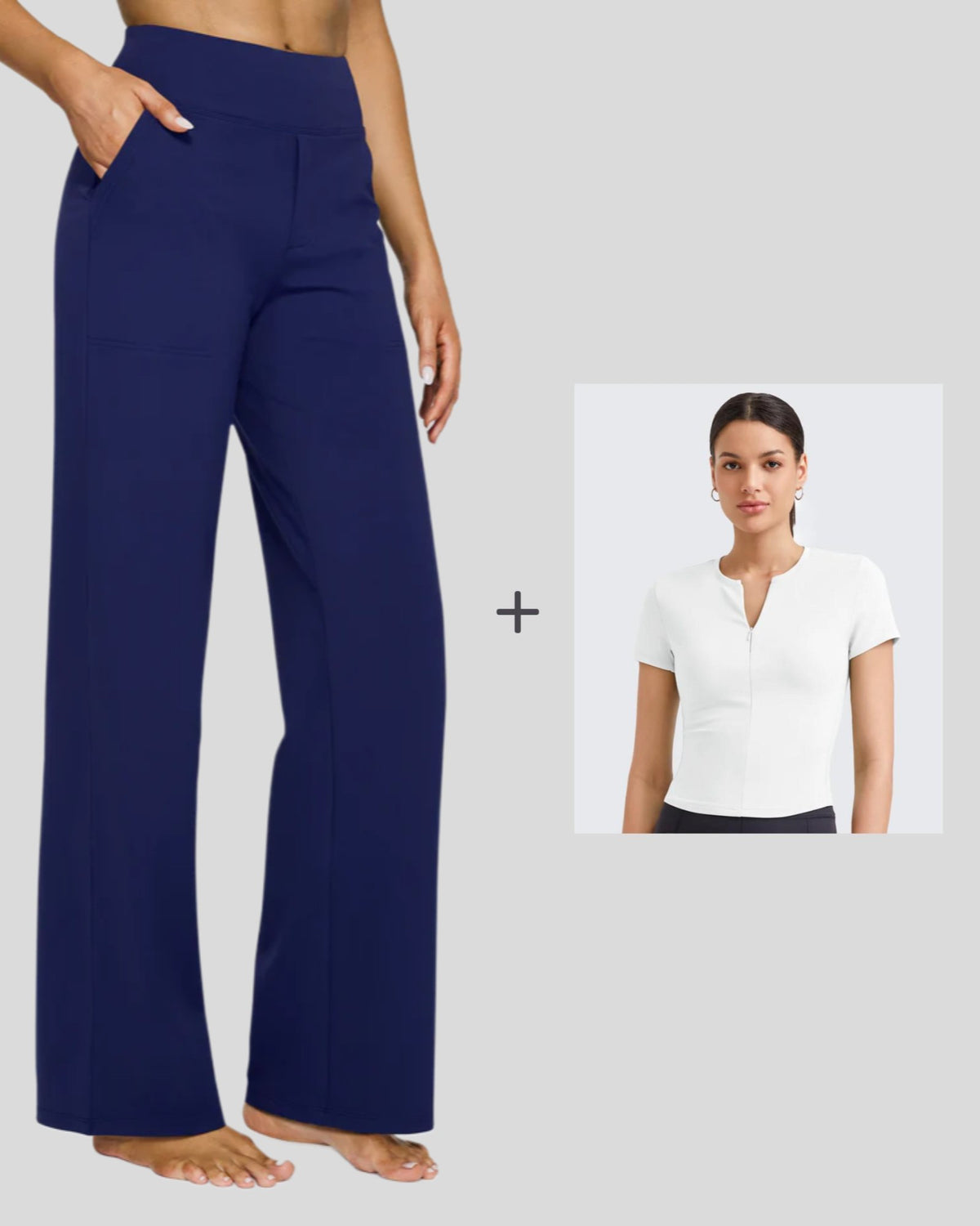 G4Free Activewear - Loose Business Casual Pants + BareFeel Half Zip Slim Fit Tops -GF23J183AF-XS+GF25K335DF-XS-GF23J172AF-XS+GF25K335DF-XS-GF23J184AF-XS+GF25K335DF-XS-GF23J183AA-S+GF25K335DA-S-GF23J172AA-S+GF25K335DA-S