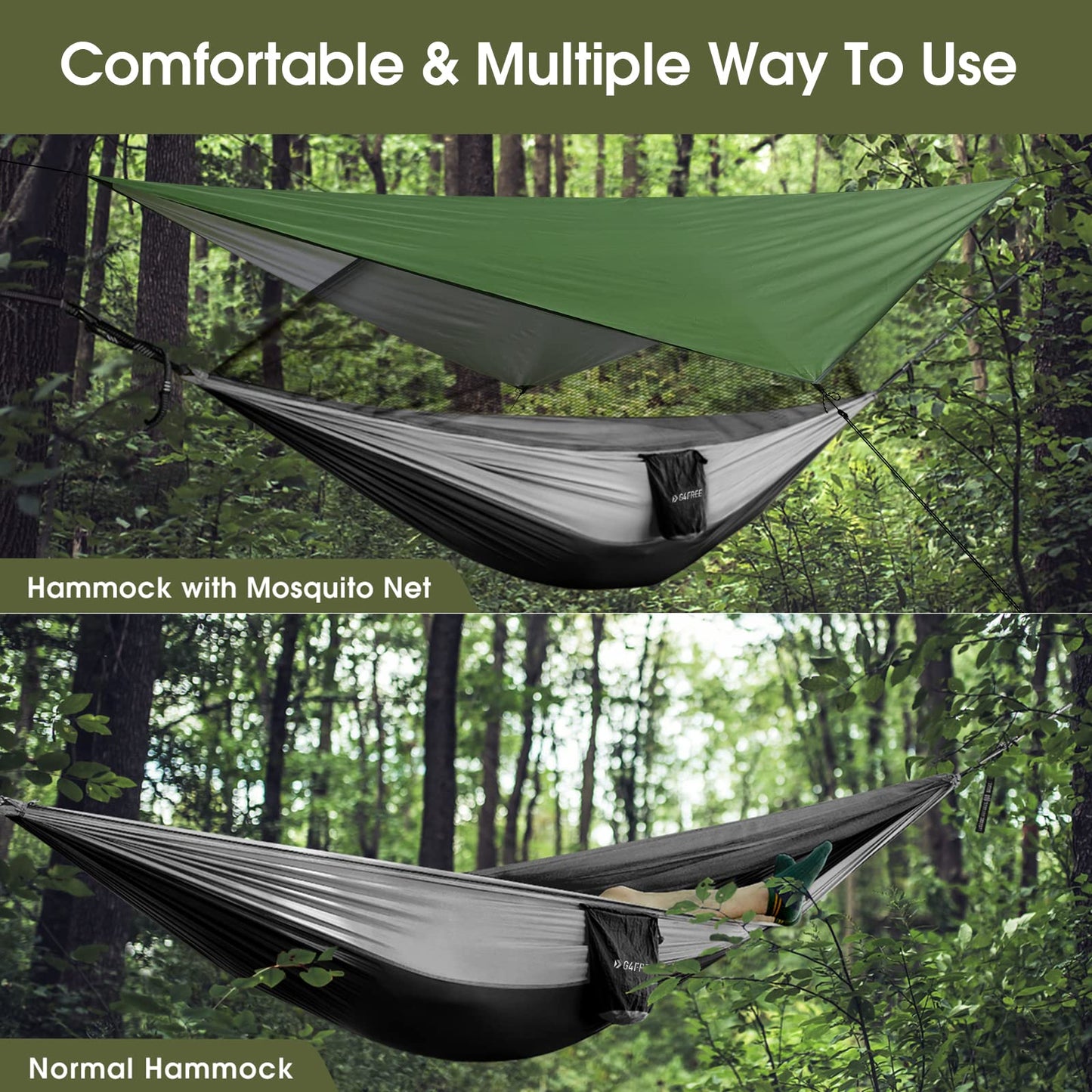 G4Free Camping Hammock with Net and Rain Fly