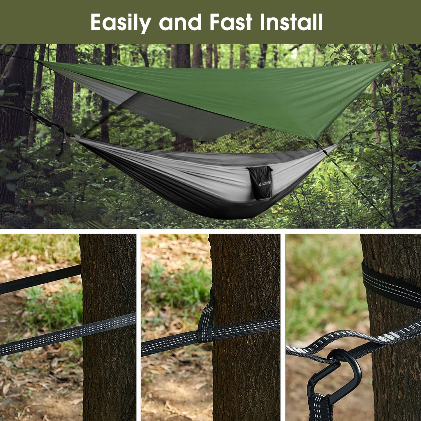 G4Free Camping Hammock with Net and Rain Fly