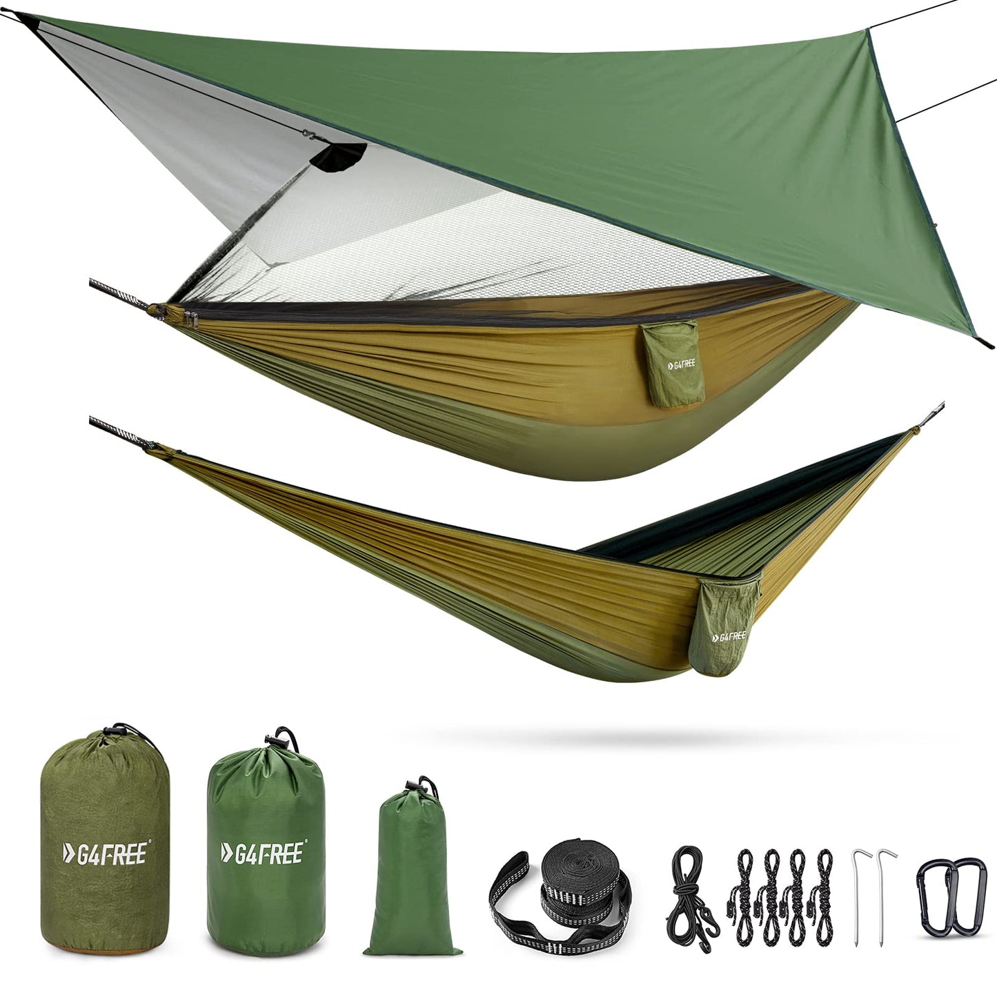 G4Free Camping Hammock with Net and Rain Fly