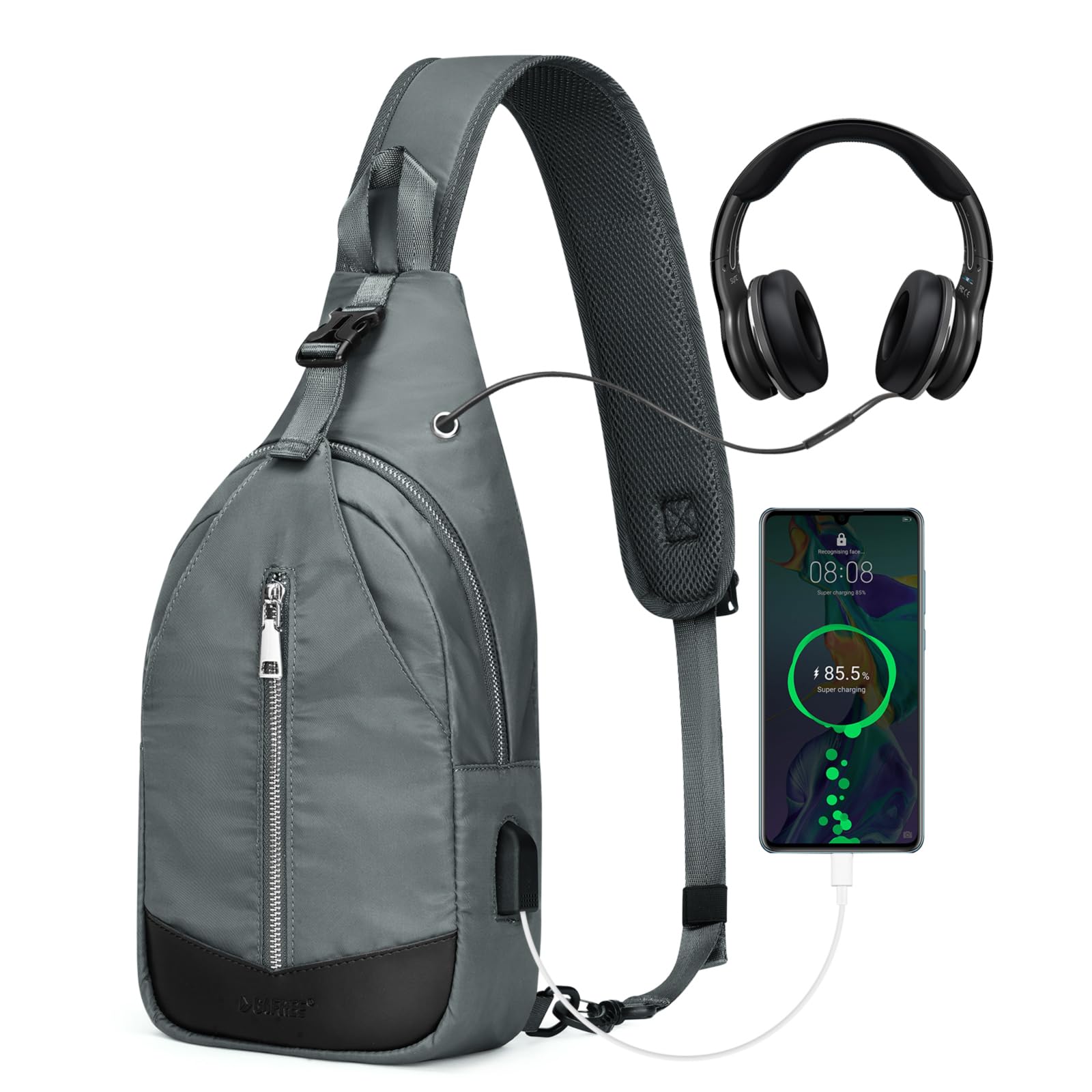 G4Free G4Free Sling Bag RFID Blocking Crossbody Sling Bag # Gray