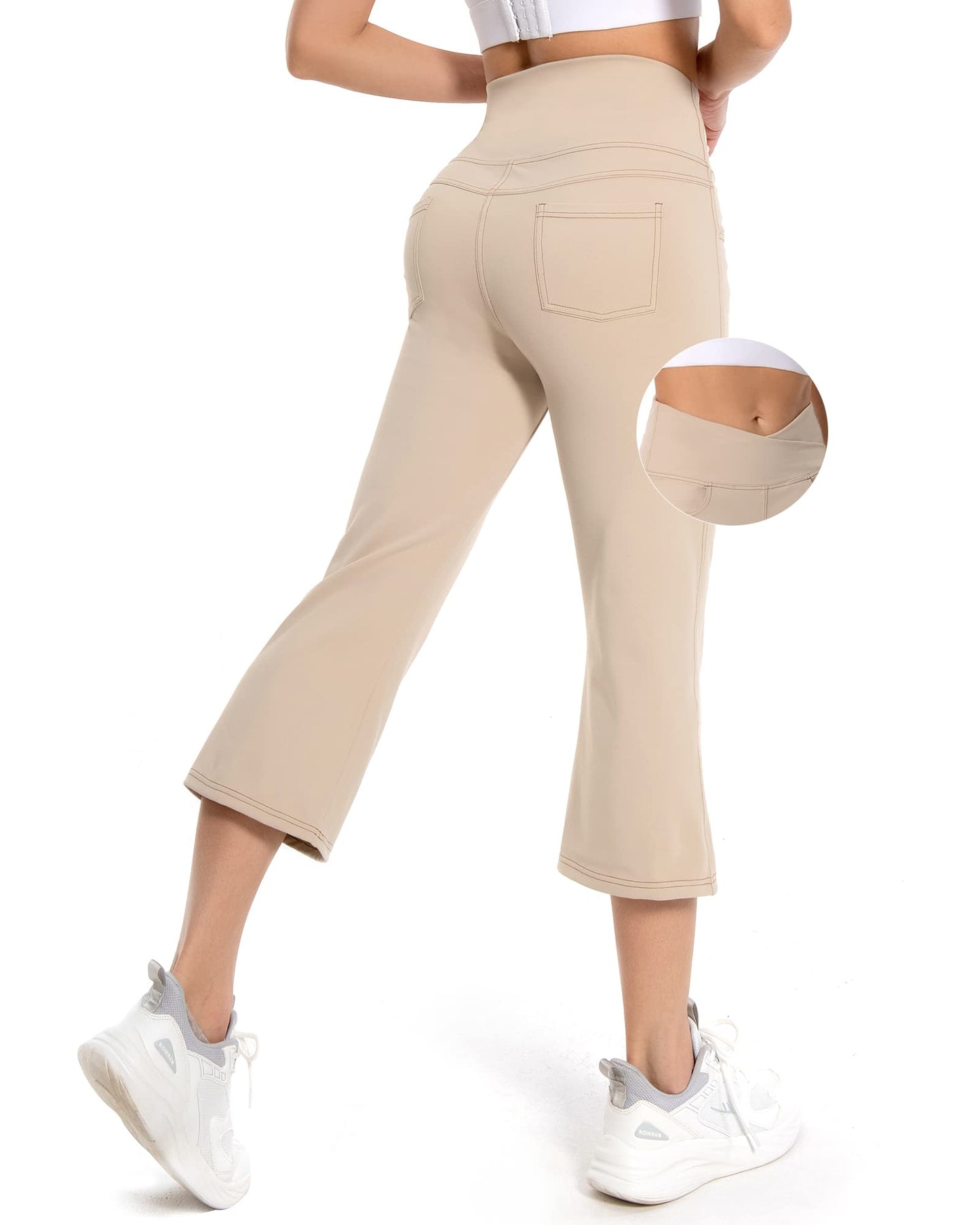 G4Free Capri Pants for Women Cross Waist Bootcut Yoga Pants