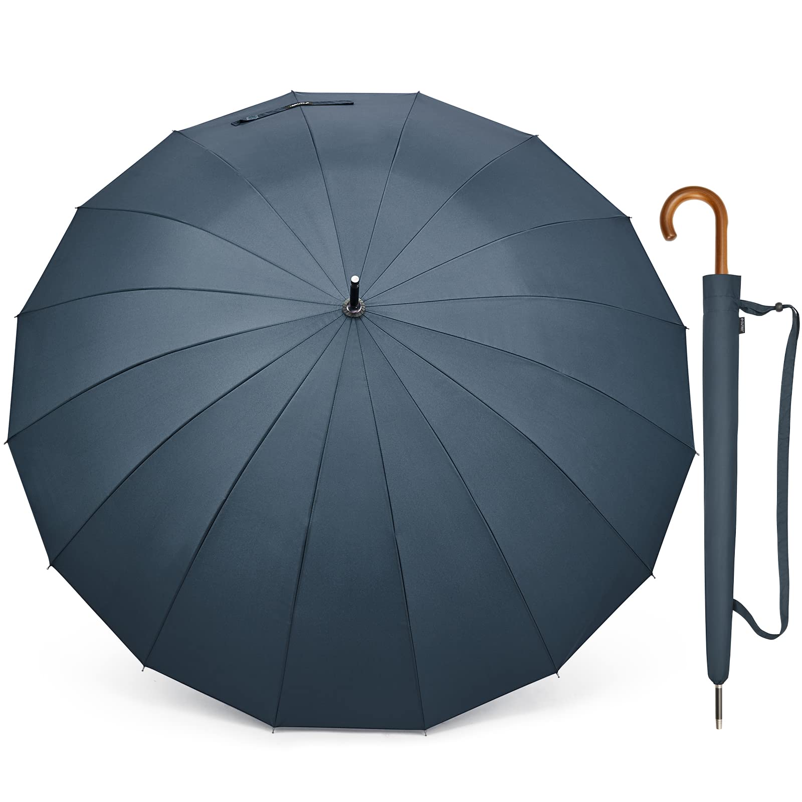 G4Free G4Free 54 Inch 16 Ribs Large Windproof Umbrella for 2 Persons # Navy