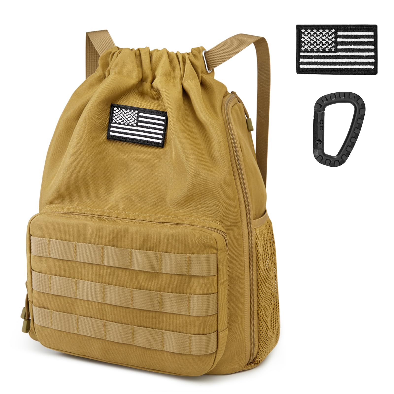 G4Free G4Free Drawstring Backpack Sports Gym Bag with Shoes Compartment # Tan