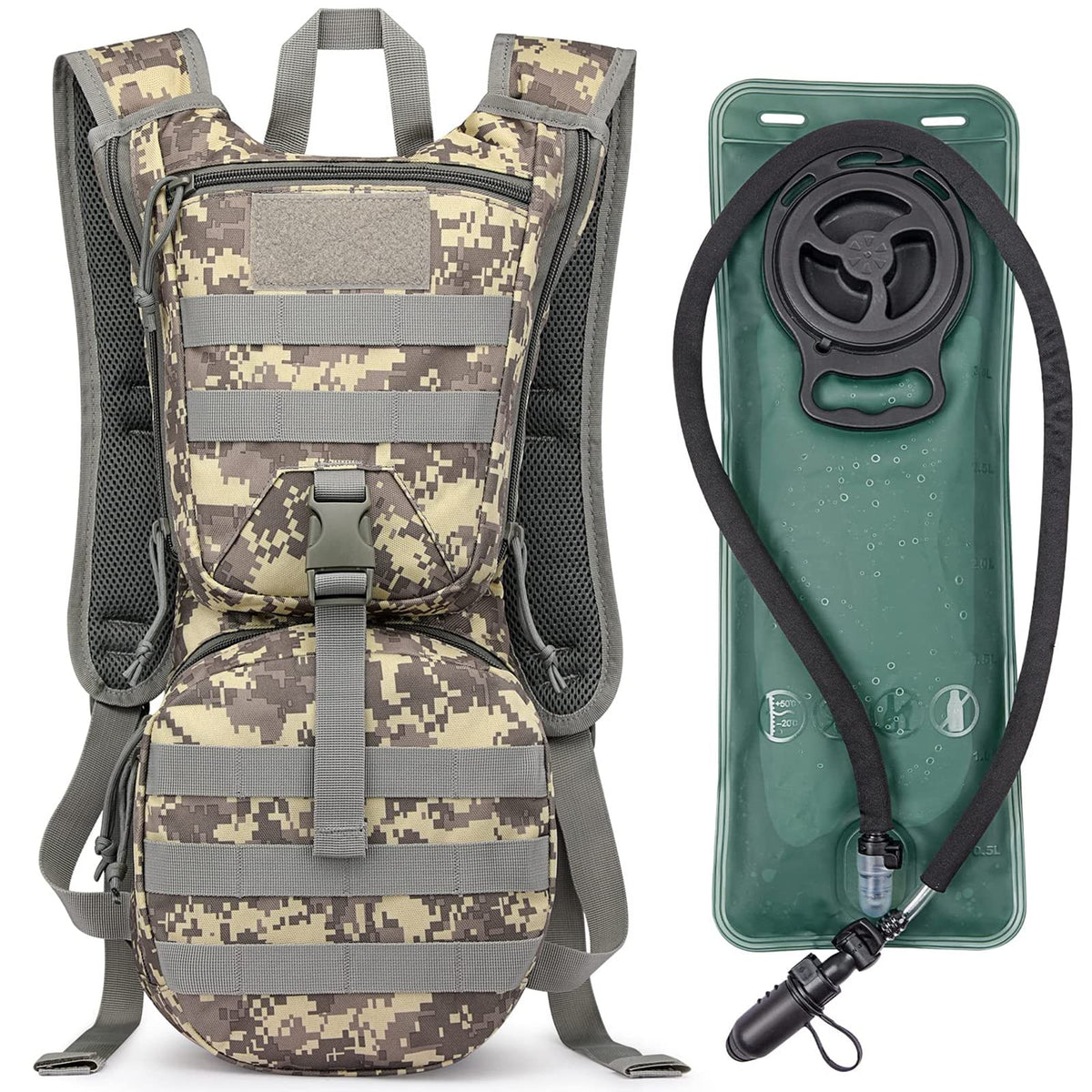 G4Free Activewear - G4Free Military Tactical Hydration Backpack with 3L Upgraded Bladder -D02V560A-D02V560B