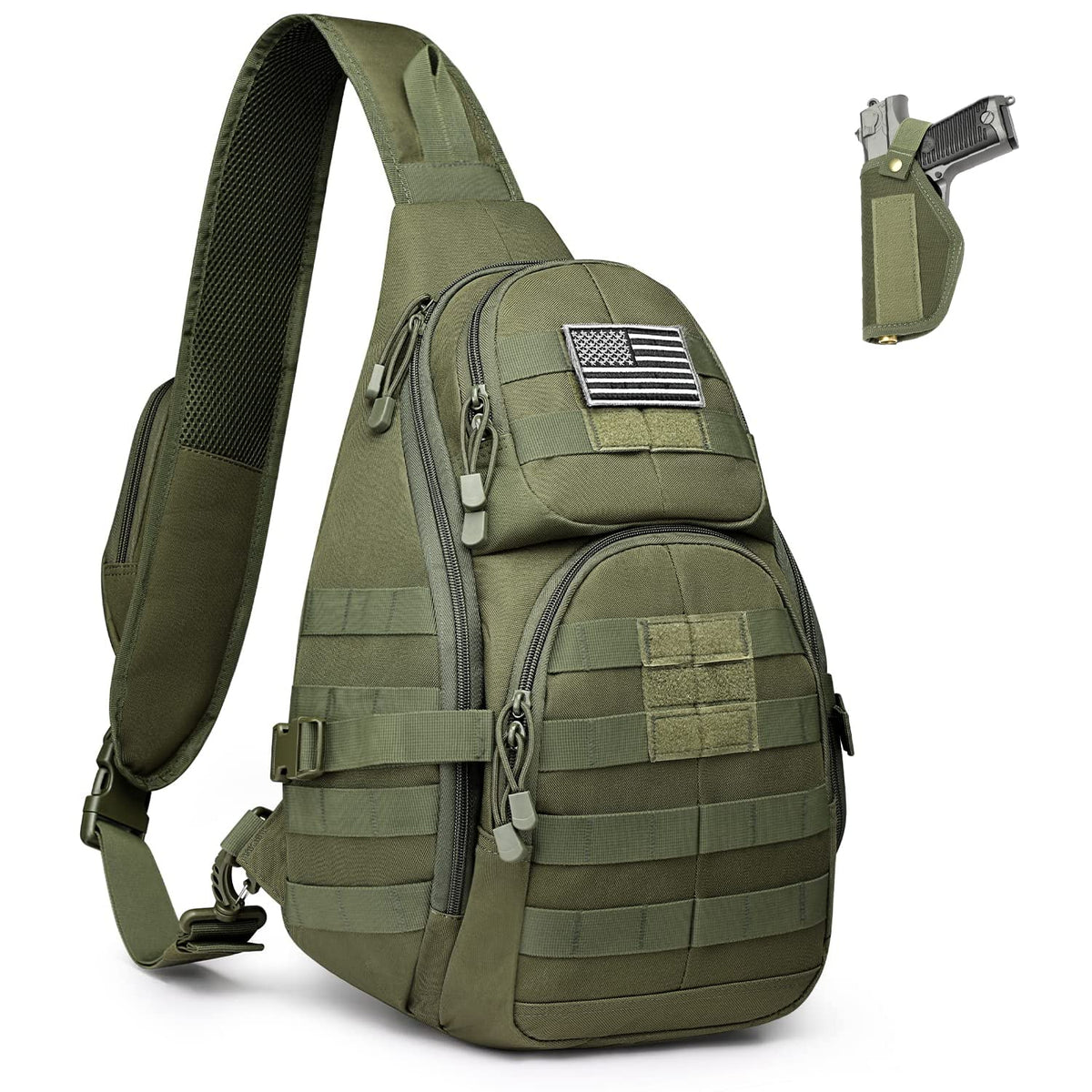 G4Free Activewear - G4Free Tactical EDC Sling Backpack, Military Rover Shoulder Sling Bag Pack with Pistol Holster for Concealed Carry -D02V760A-D02V760D-D02V760C