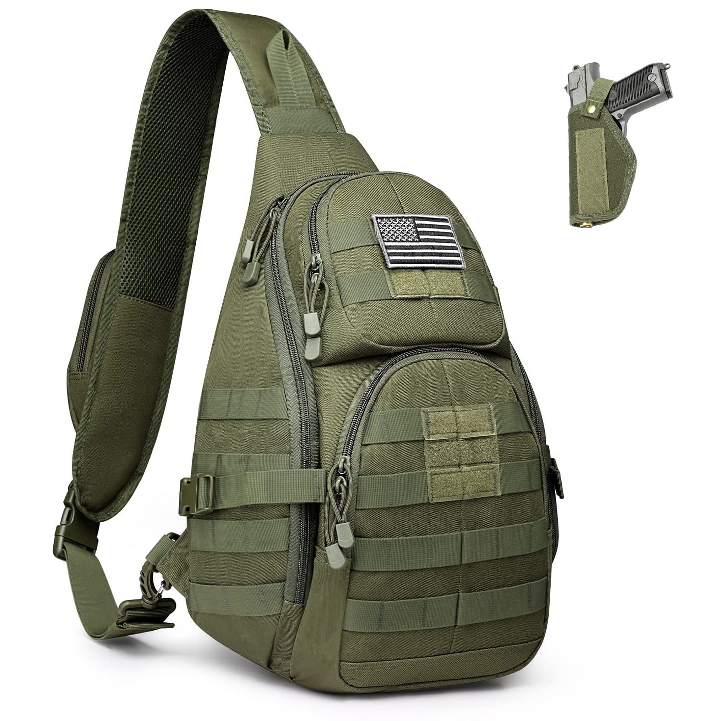 G4Free Tactical EDC Sling Backpack, Military Rover Shoulder Sling Bag Pack with Pistol Holster for Concealed Carry