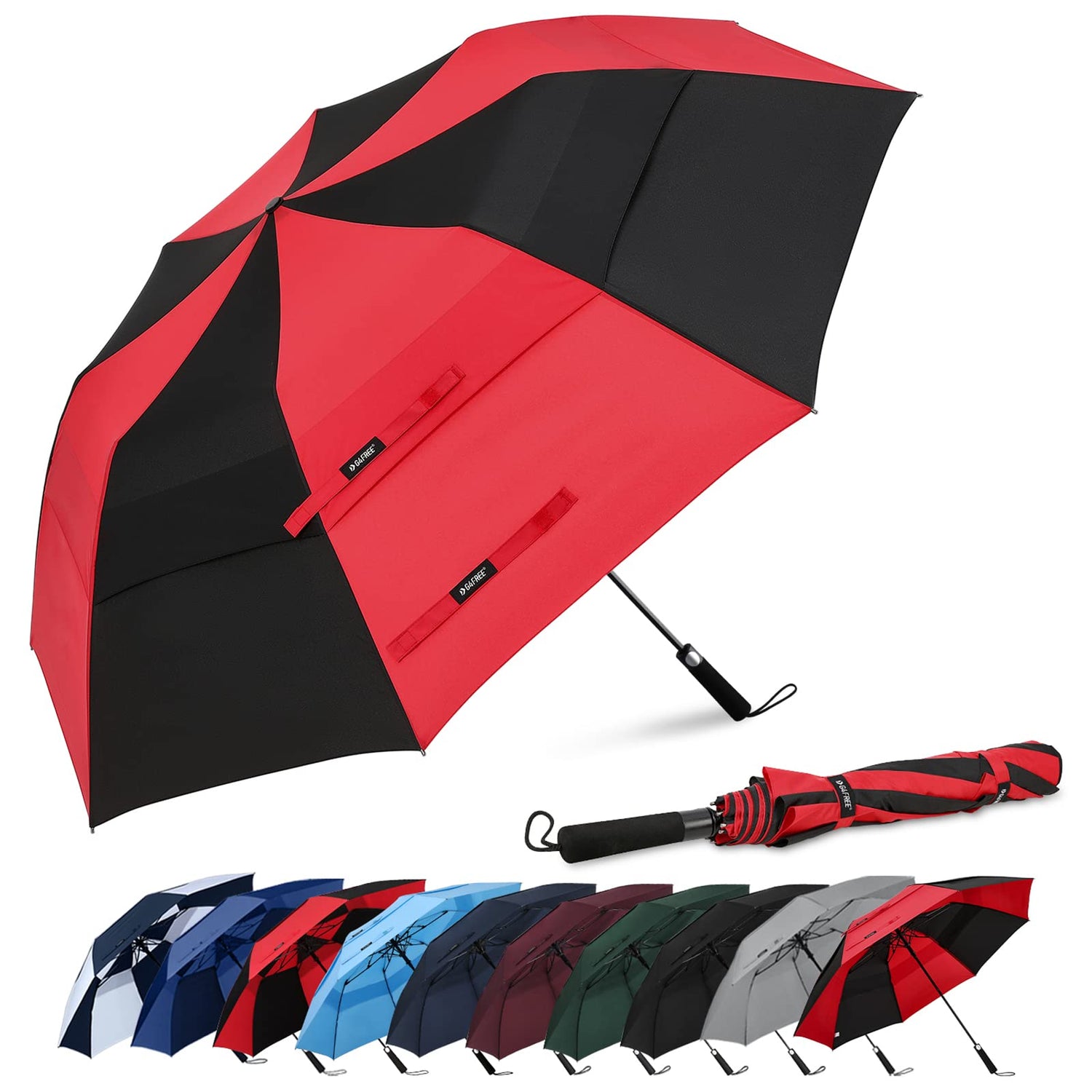 G4Free G4Free 62 Inch Portable Automatic Open Oversize Vented Double Canopy Umbrellas