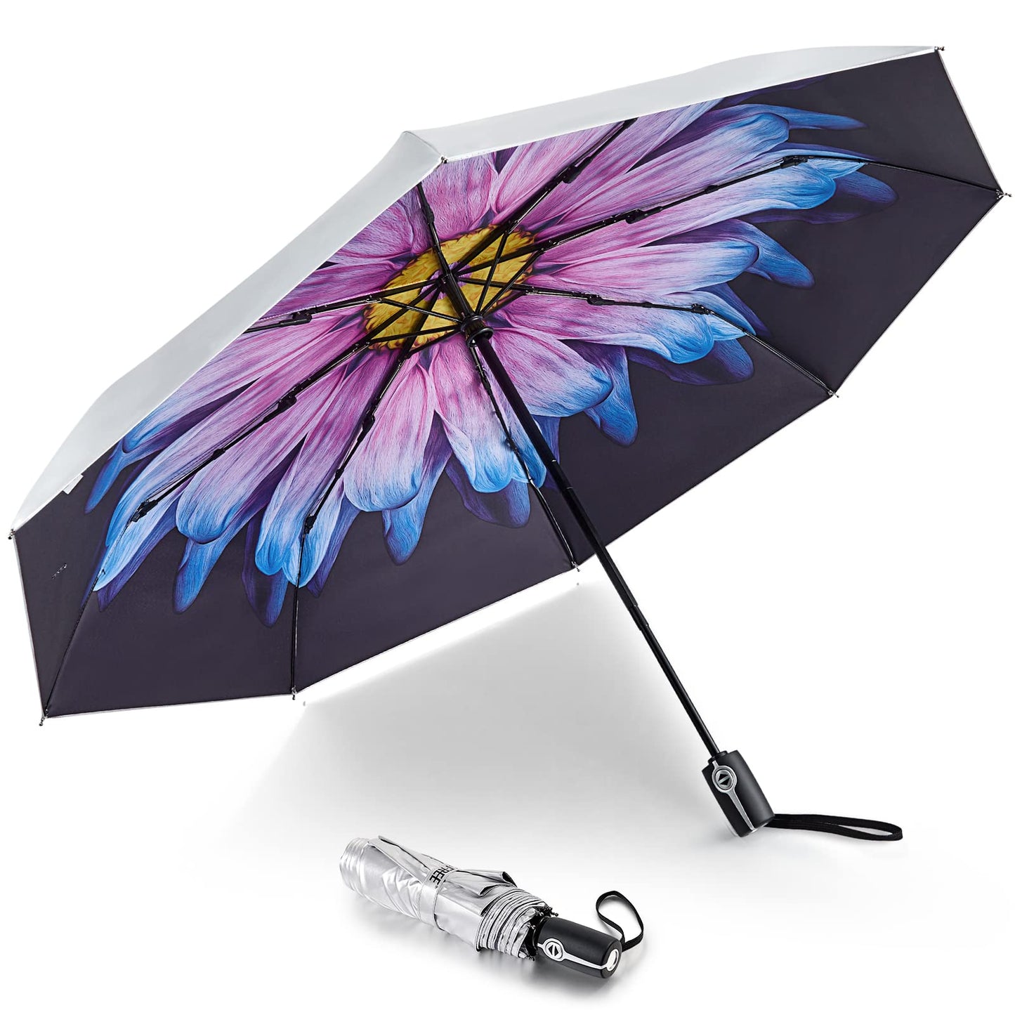 G4Free 46 Inch Auto Open UPF 50+ UV Protection Large Travel Umbrella