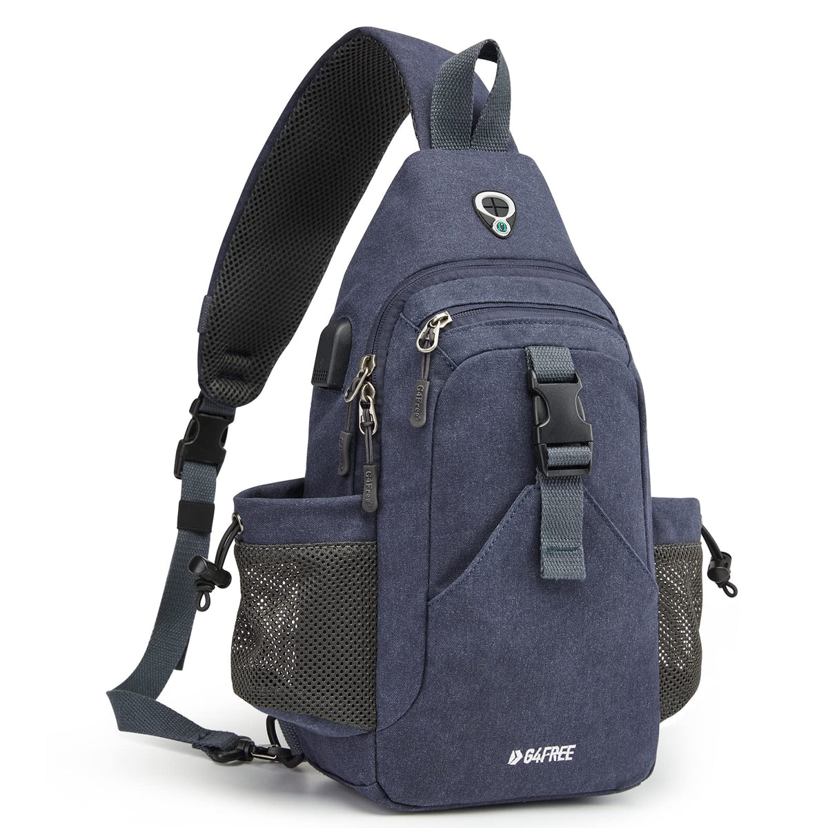 G4Free Activewear - G4Free Anti-Theft Canvas Sling Bag with USB Port -TN22B159A-TN22B159F-TN22B159E-TN22B159D-TN22B159C