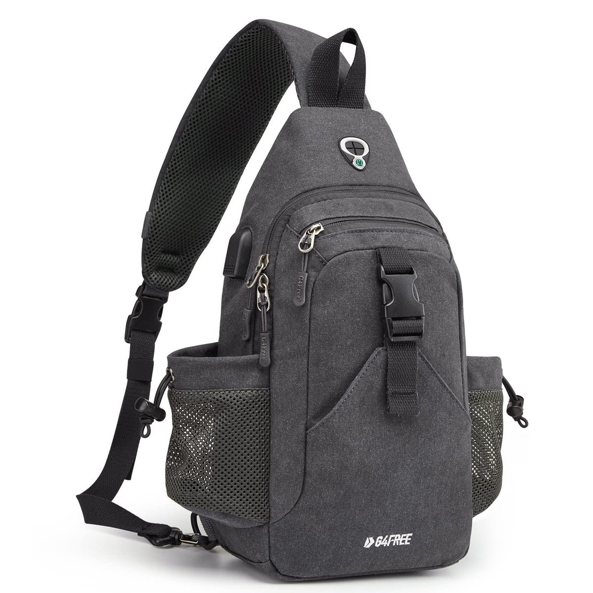 G4Free Activewear - G4Free Anti-Theft Canvas Sling Bag with USB Port -TN22B159A-TN22B159F-TN22B159E-TN22B159D-TN22B159C
