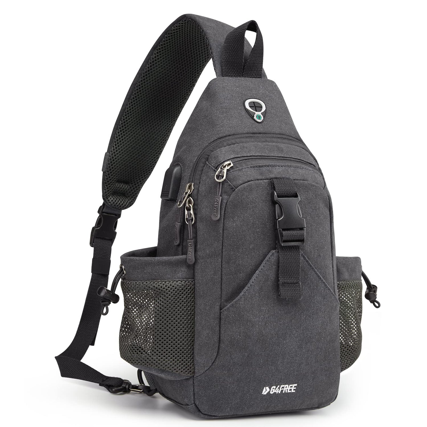 G4Free Activewear - G4Free Anti-Theft Canvas Sling Bag with USB Port -TN22B159A-TN22B159F-TN22B159E-TN22B159D-TN22B159C