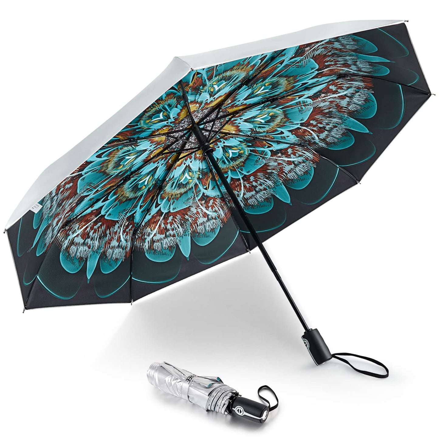 G4Free 46 Inch Auto Open UPF 50+ UV Protection Large Travel Umbrella