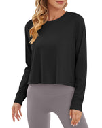 G4Free Activewear - Lightweight Cropped Workout Sun Long Sleeve Tops -GF24B209AA-S-GF24B209AB-M-GF24B209AC-L-GF24B209AD-XL-GF24B209AF-XS
