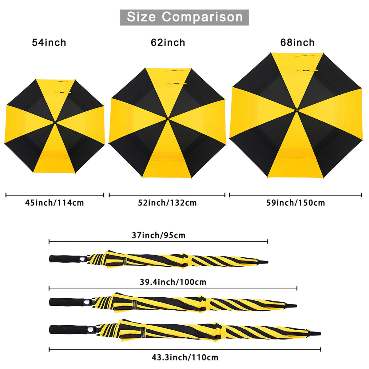 G4Free G4Free Automatic Open Golf Umbrella Double Canopy Vented Stick Umbrellas