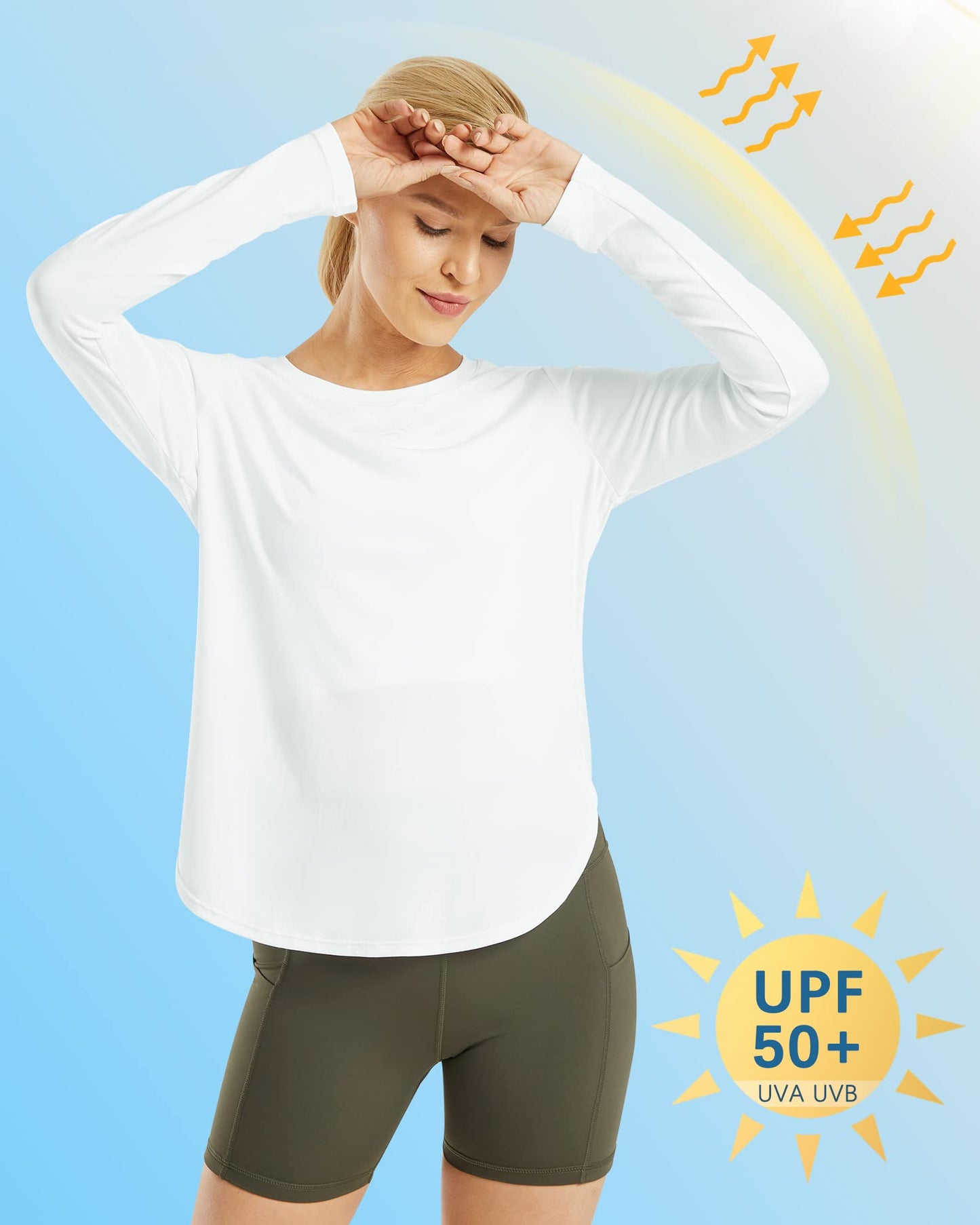 G4Free Women's UPF 50+ UV Loose Long Sleeve Workout Sun Shirt