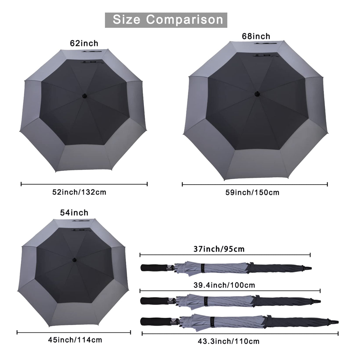 G4Free G4Free Automatic Open Golf Umbrella Double Canopy Vented Stick Umbrellas