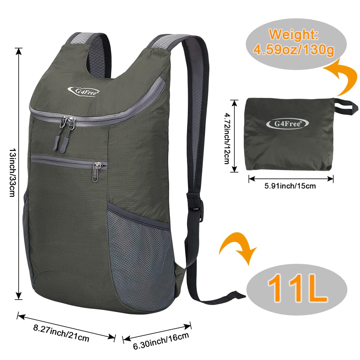 G4Free G4Free 11L Lightweight Hiking Backpack for Men And Women