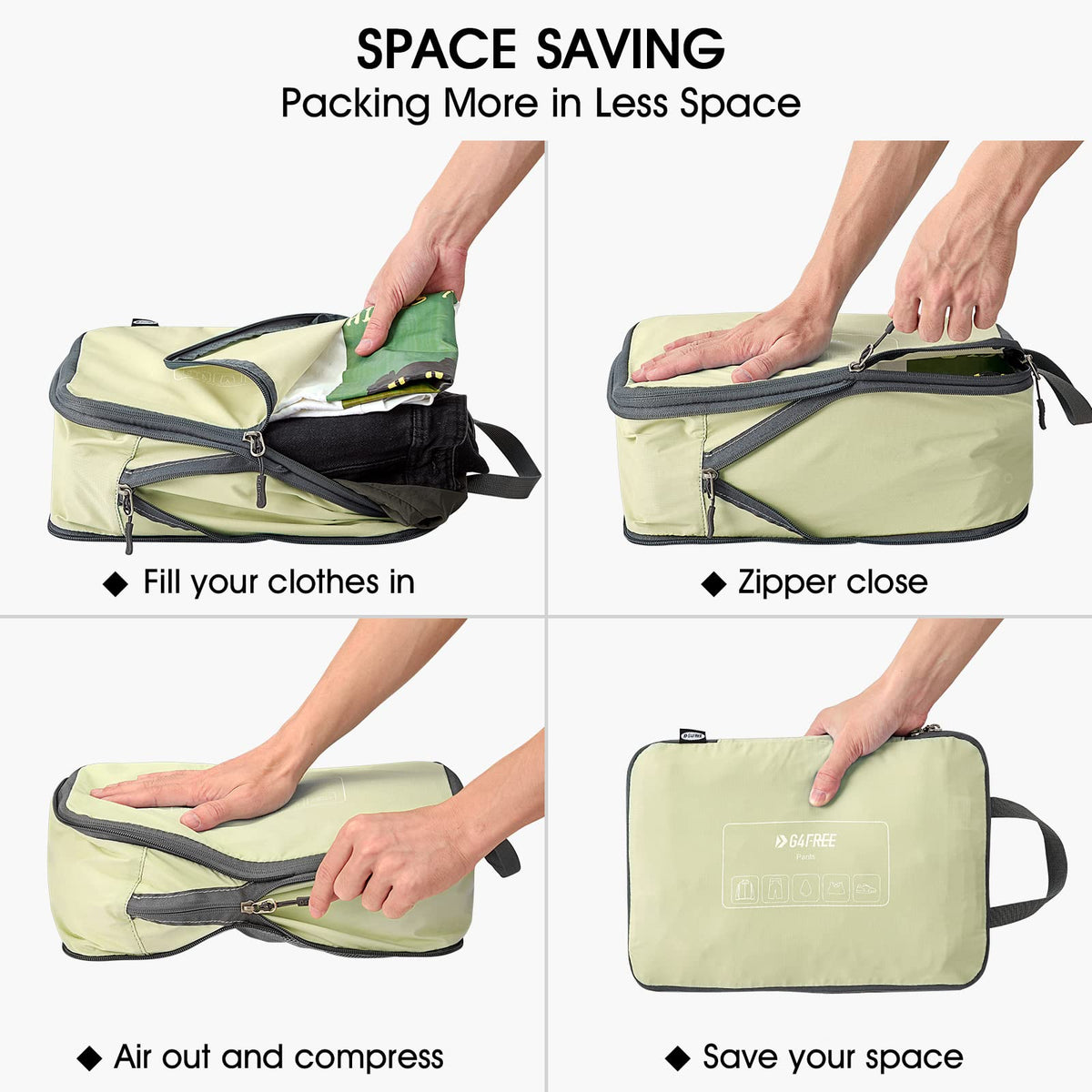 G4Free Activewear - G4Free 6 Set Compression Packing Cube -TN23B210A-TN23B210D-TN23B210C-TN23B210B