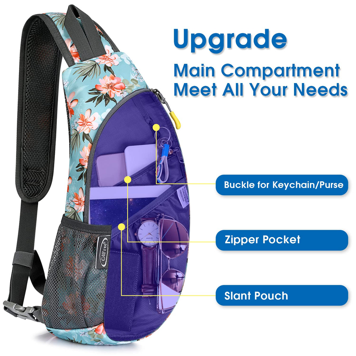 G4Free Activewear - G4Free Small Crossbody Sling Shoulder Bag -D01V068Z3-D01V068I-D01V068K-D01V068E-D01V068B