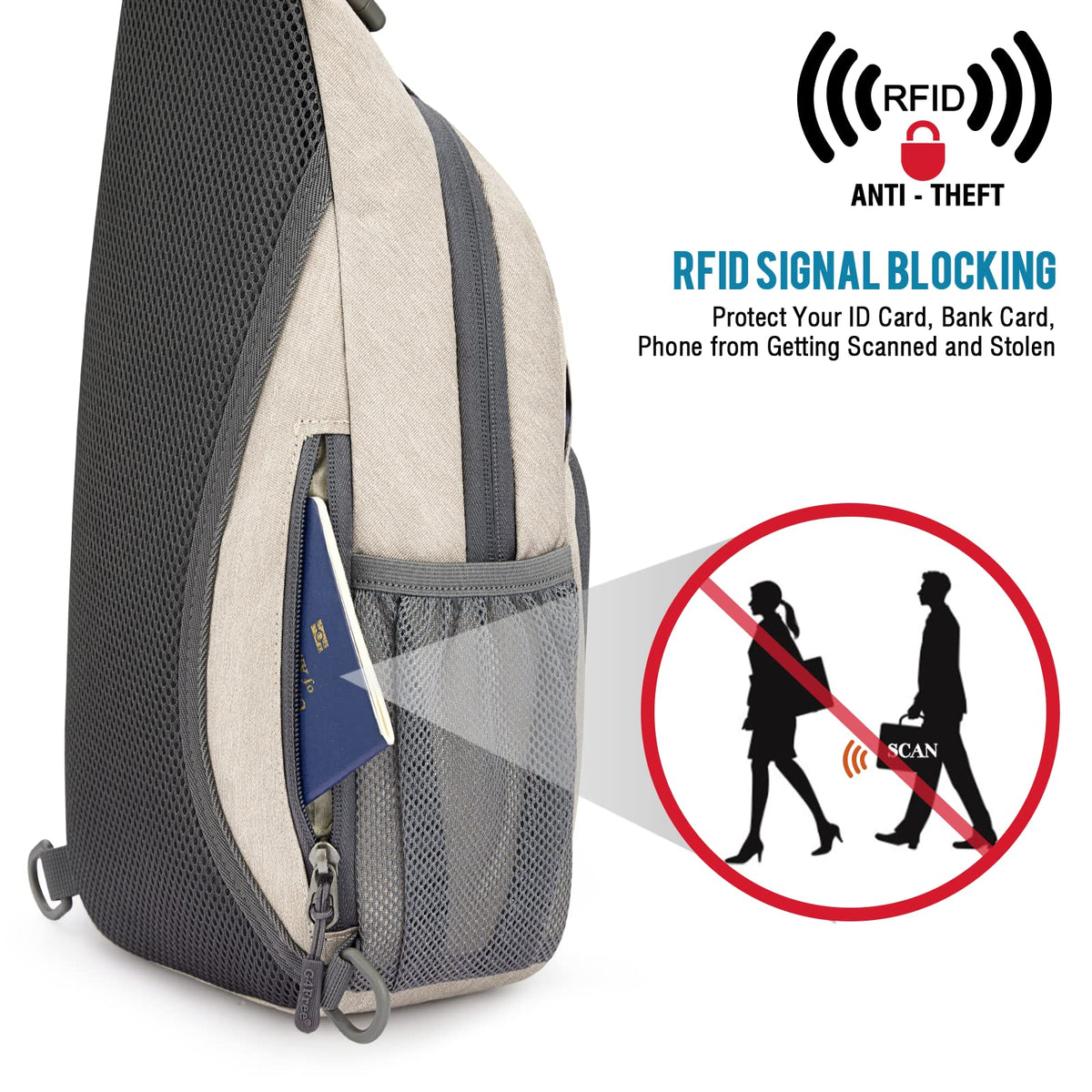 G4Free Activewear - G4Free RFID Sling Bag for Hiking Outdoor -TN22B091A-TN22B091E-TN22B091B-TN22B091F-TN22B091D