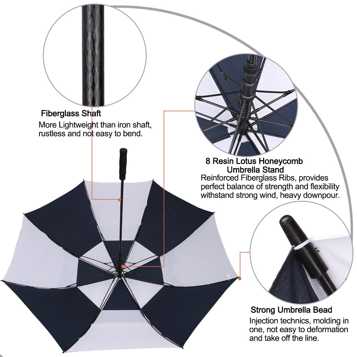 G4Free G4Free Automatic Open Golf Umbrella Double Canopy Vented Stick Umbrellas