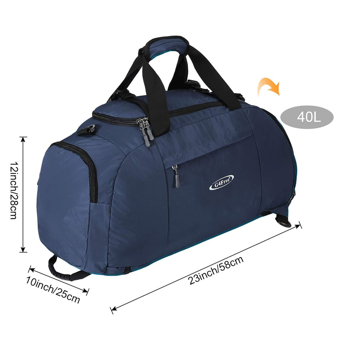 G4Free G4Free 40L 3-Way Duffle Bag Backpack Gym Bag