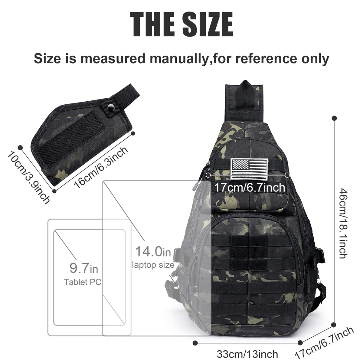 G4Free Activewear - G4Free Tactical EDC Sling Backpack, Military Rover Shoulder Sling Bag Pack with Pistol Holster for Concealed Carry -D02V760A-D02V760D-D02V760C