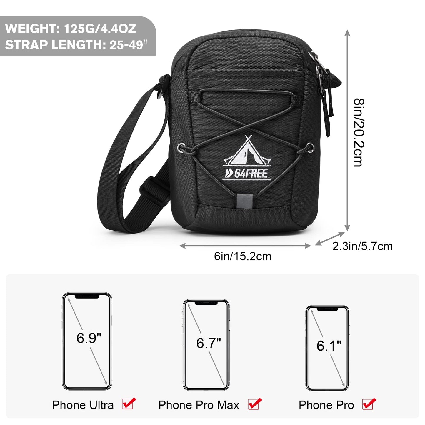 G4Free Small Crossbody Bag RFID Side Shoulder Cell Phone Bag